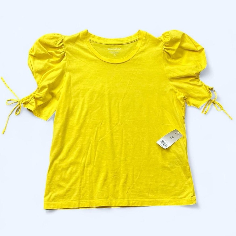 Banana Republic PXS Yellow Puff Sleeve 100% Supima Cotton Blouse Top NWT Twee